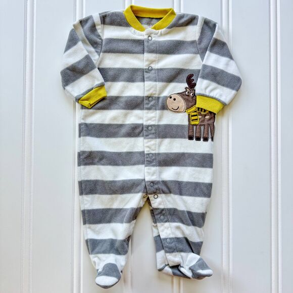 Carter's Other - 4/$10 - Carter’s Fleece Moose Button Up Baby Footie | 3-6 Months